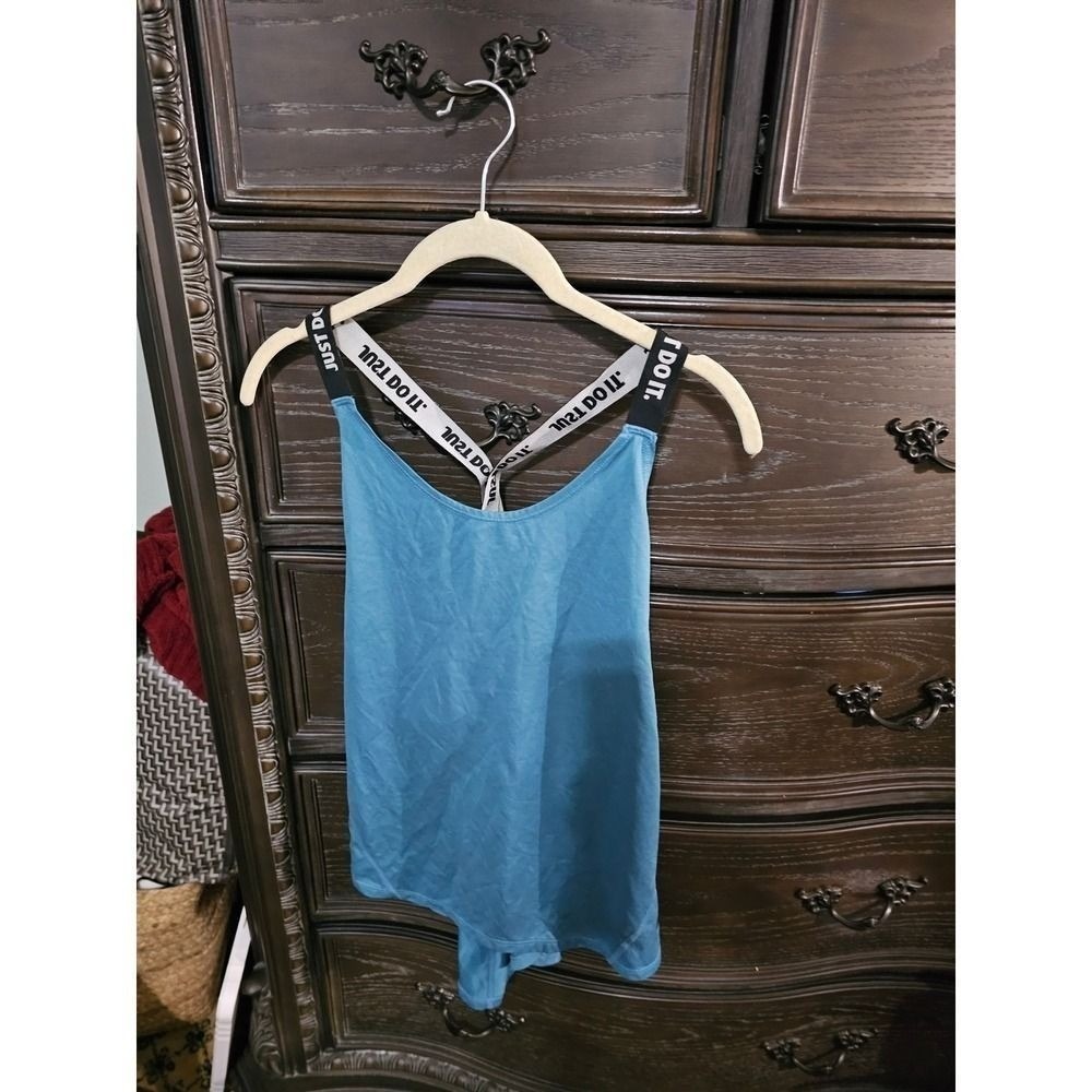 Nike Just Do It Graphic Strap Mesh Back Tank Top Blue 921725-407‎ Mens Medium